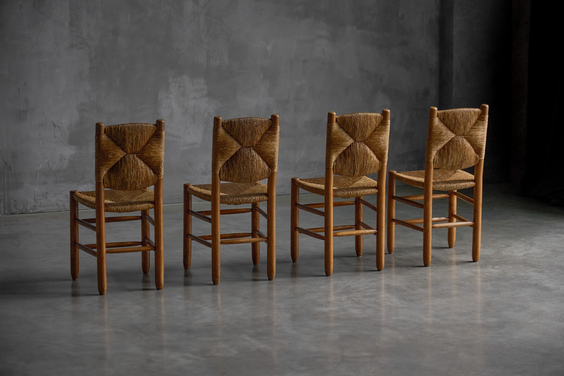 French modernist Bauche dining chairs from the mid century