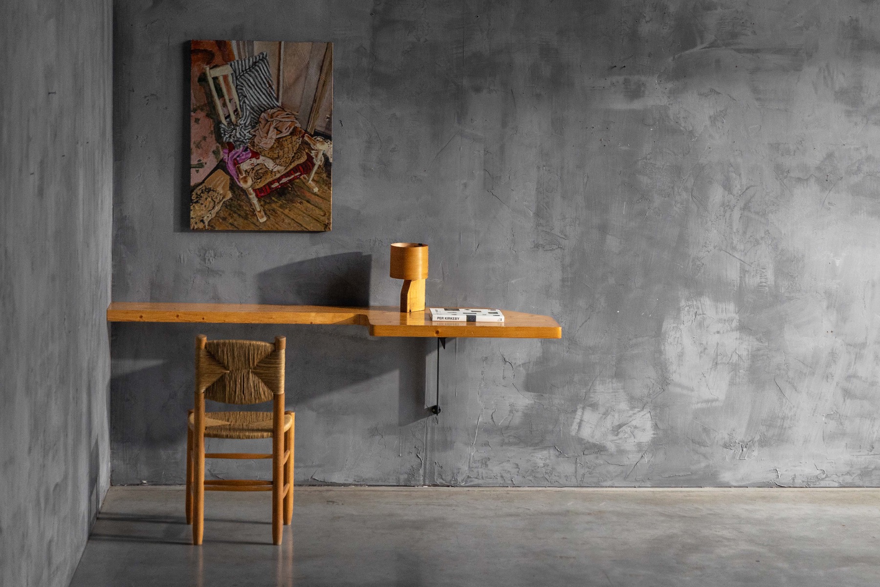 Wall console table in architectural design by Charlotte Perriand