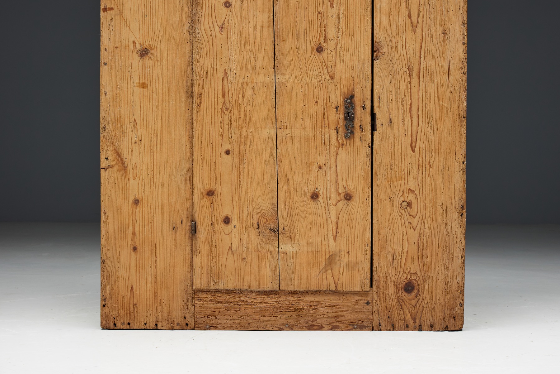 Handcrafted brutalist folk cabinet in solid wood
