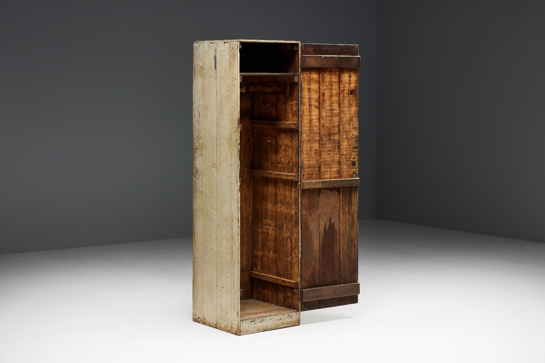 Handcrafted primitive cabinet in rural style