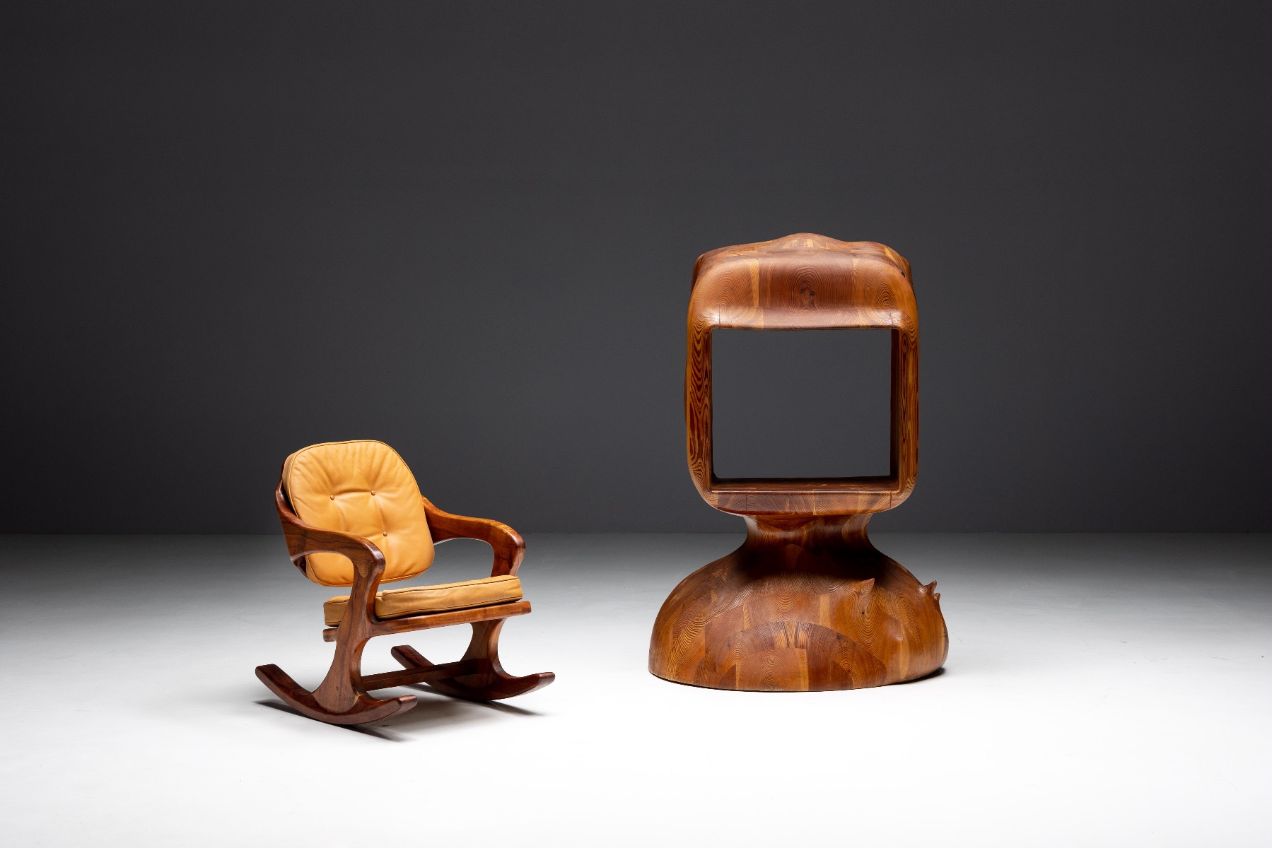 Handcrafted sculptural cabinet in solid wood