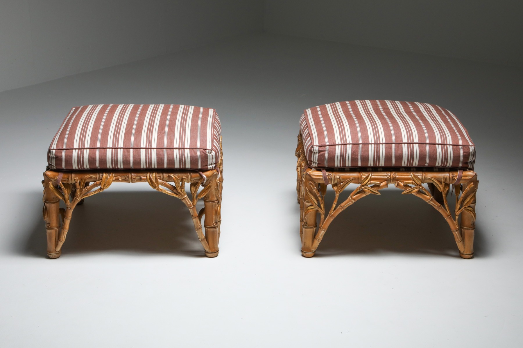 Italian design bamboo ottomans by Arpex from the 1970s