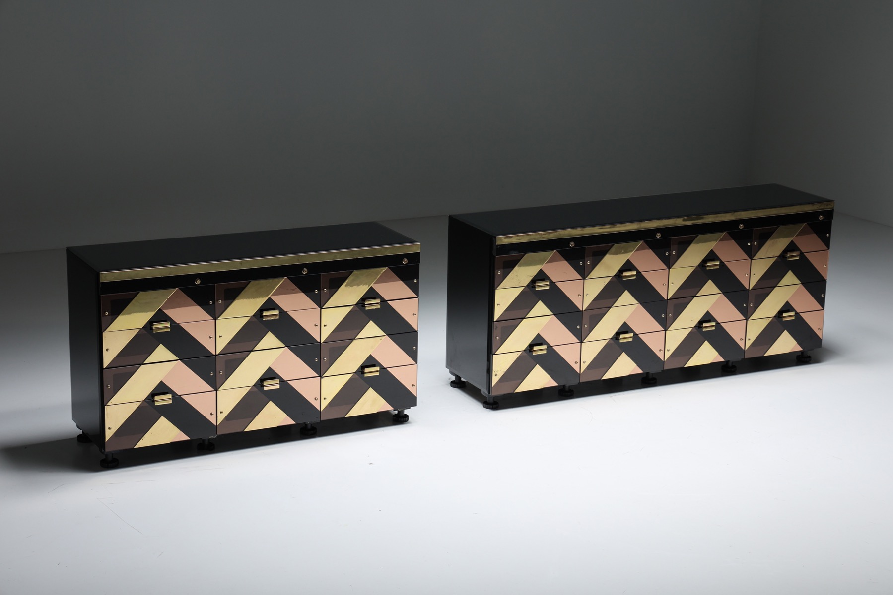 Luxury black and gold Hollywood Regency sideboard