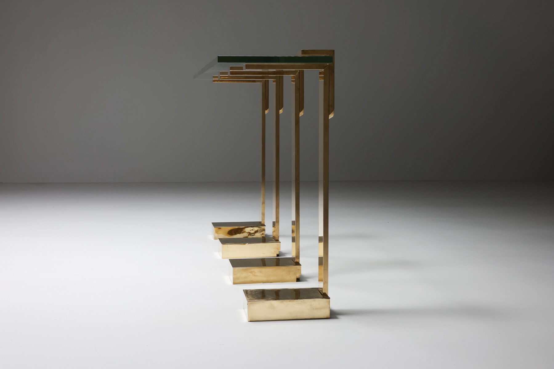 Luxury brass side table in Hollywood Regency style
