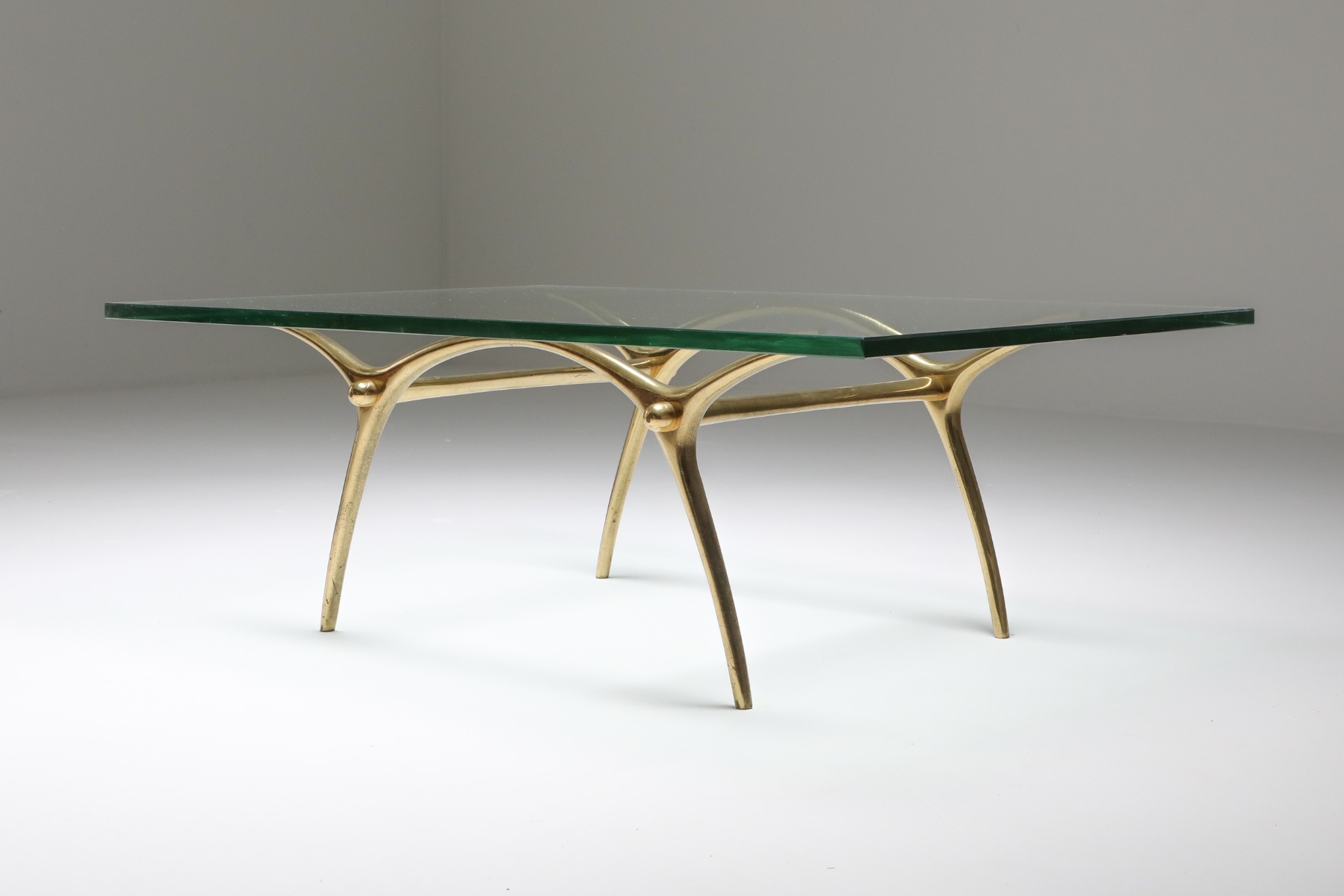 Luxury bronze coffee table in Hollywood Regency style from the 1970s