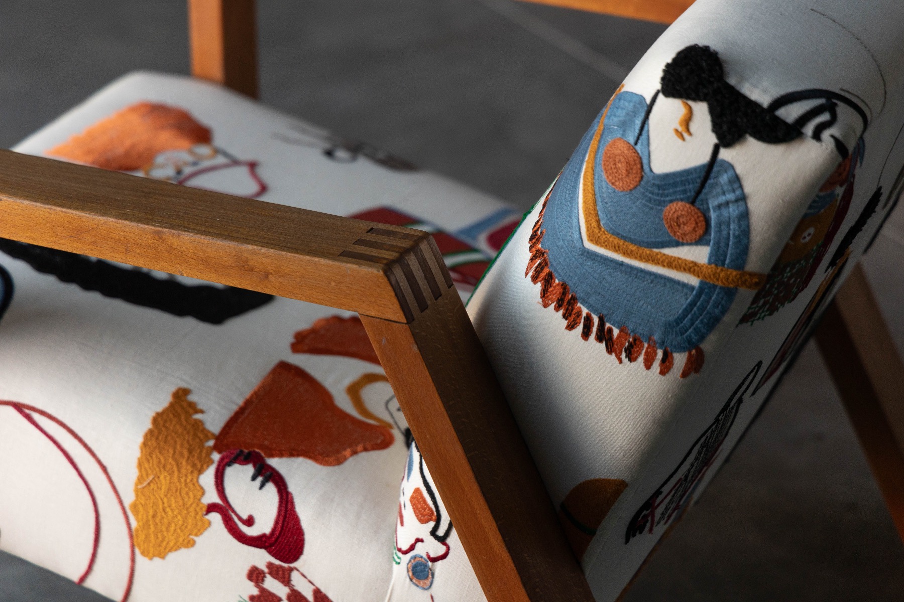 Mid century Dutch chair in Pierre Frey textile