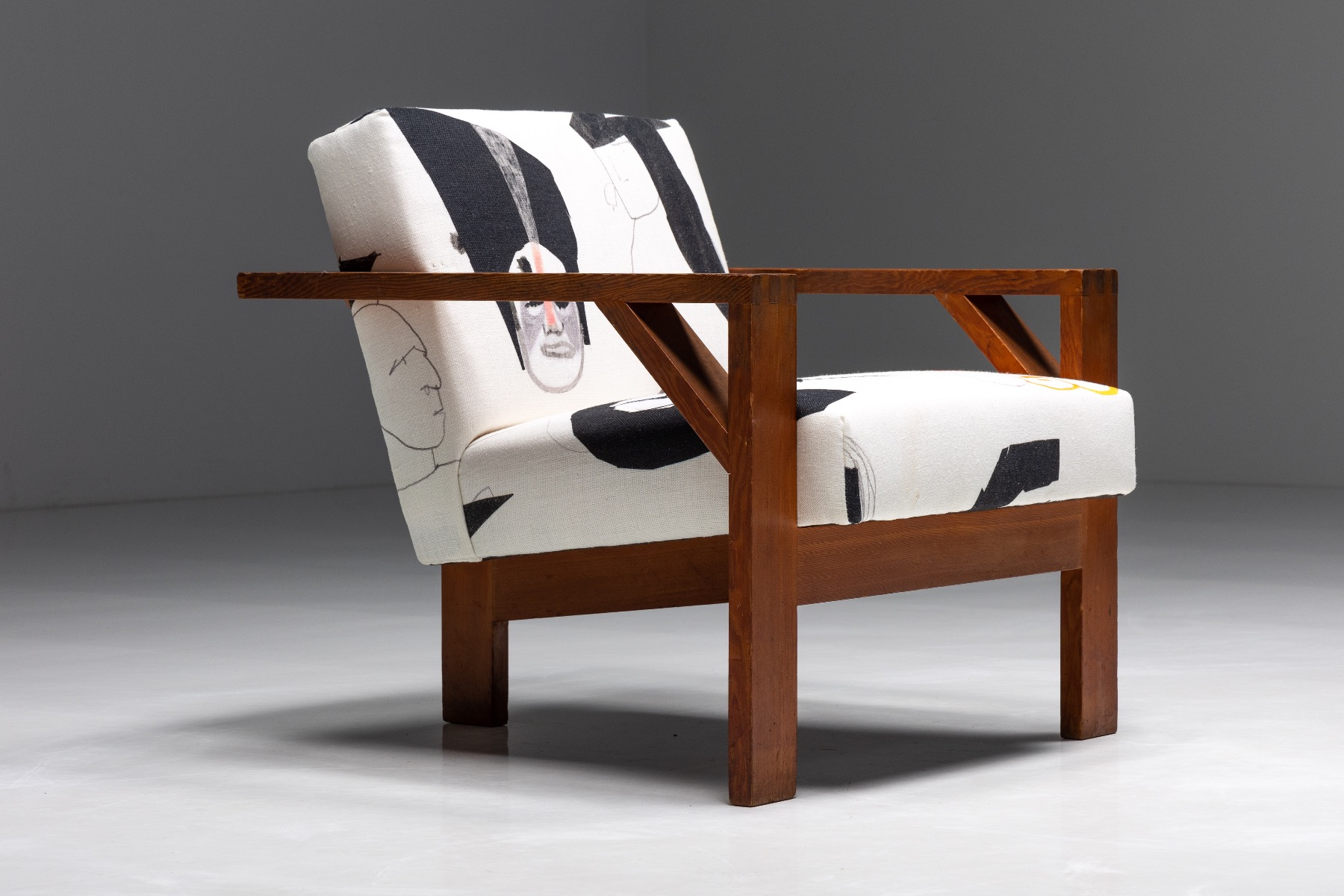 Mid century Dutch chair in Pierre Frey textile