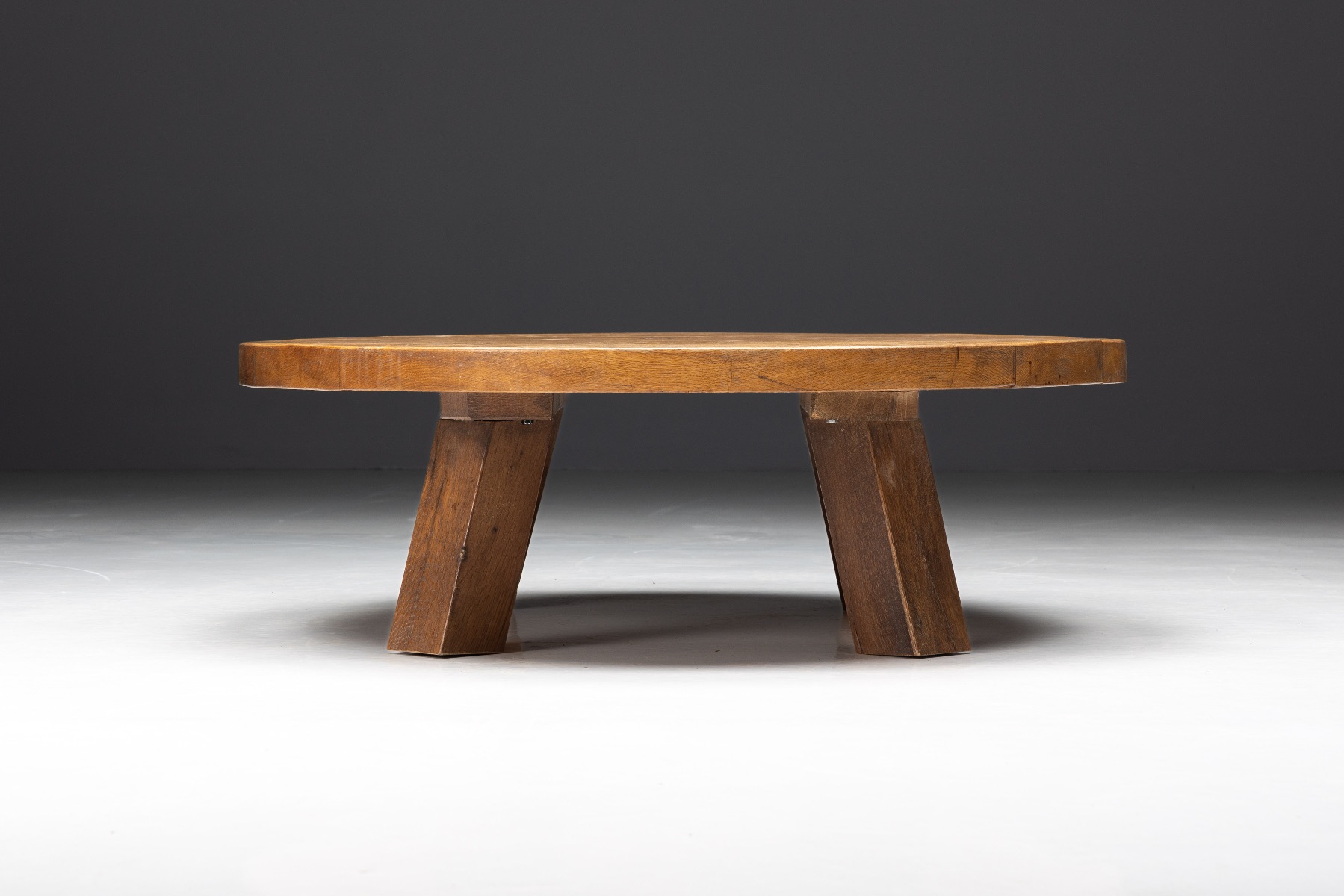 Mid century French brutalist round coffee table