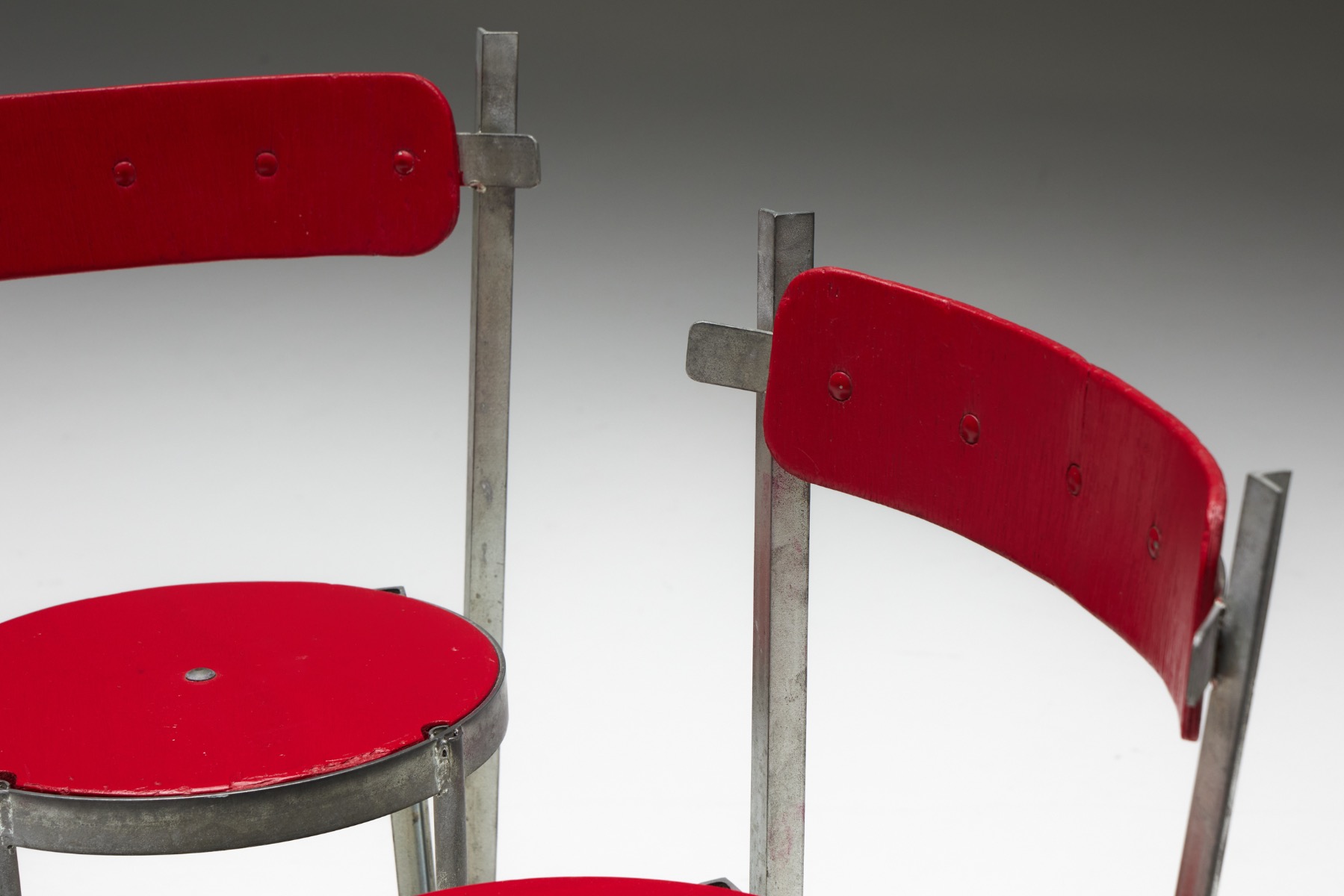 Mid century industrial chair in wood and metal