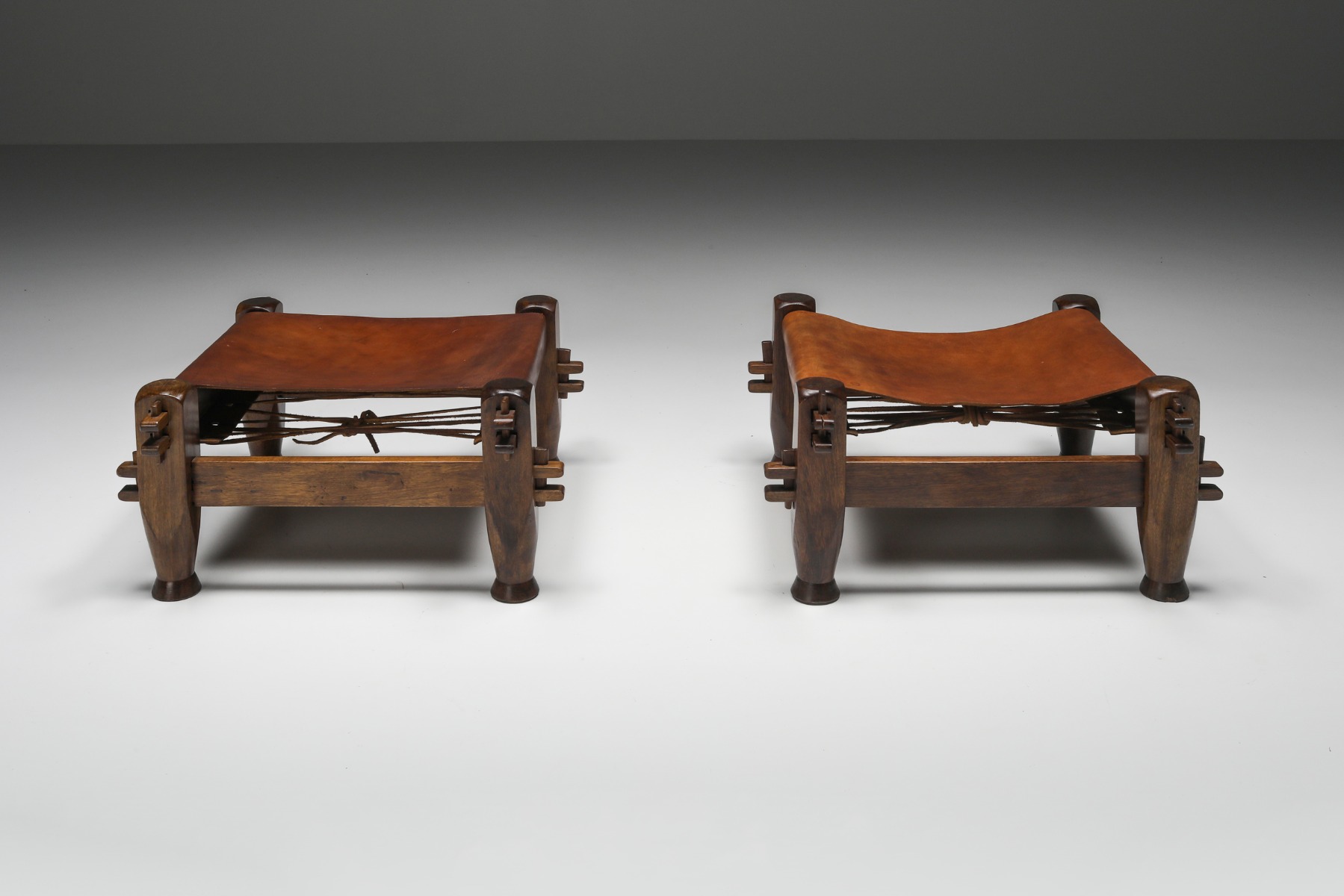 Mid century modern brutalist stools from Brazil