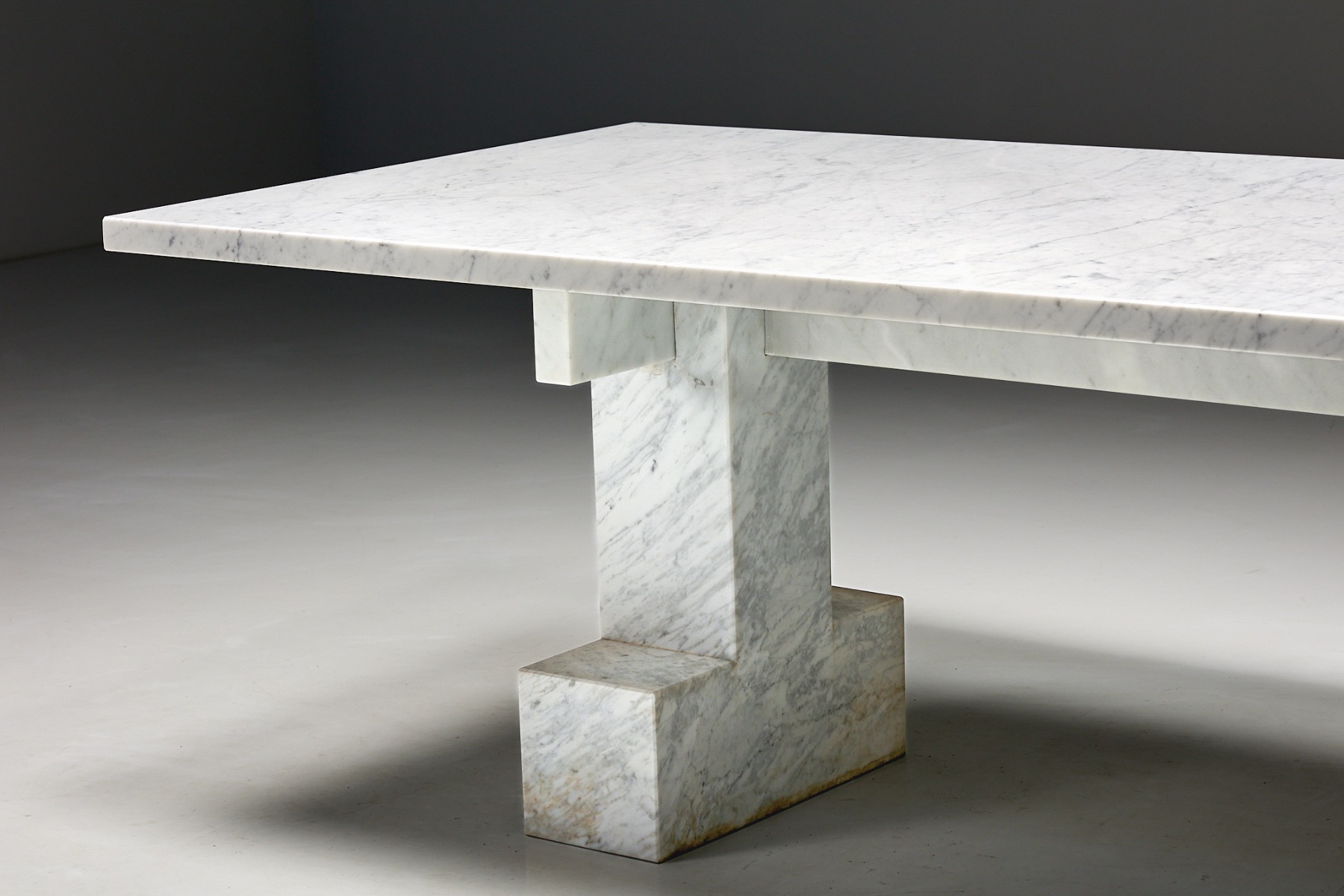Mid century modern marble table in Carrara stone