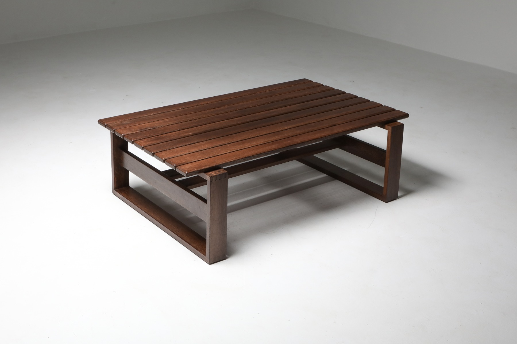 Mid century modern wenge slatted bench design