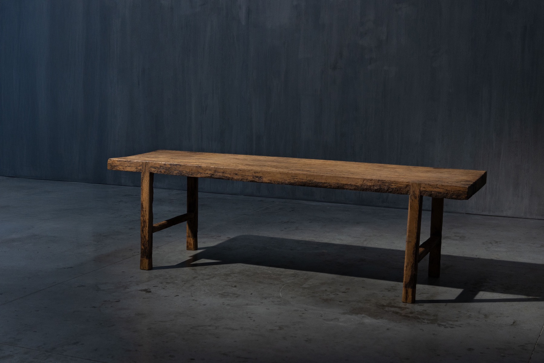 Mid century rustic dining table with simple construction