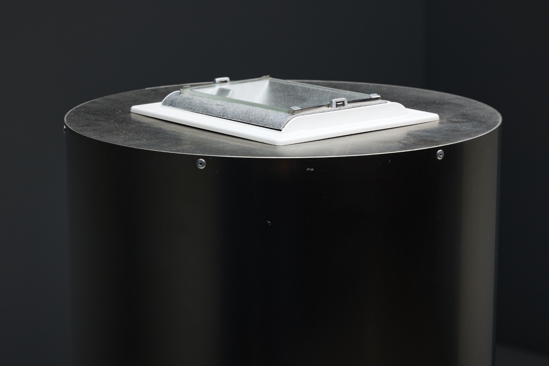 Monumental floor uplighter with stainless steel body by Targetti
