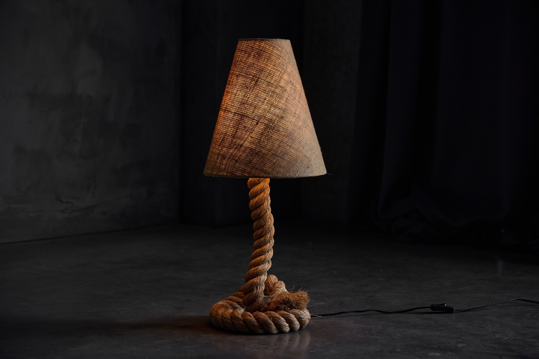 1970s floor lamp crafted from rope and jute