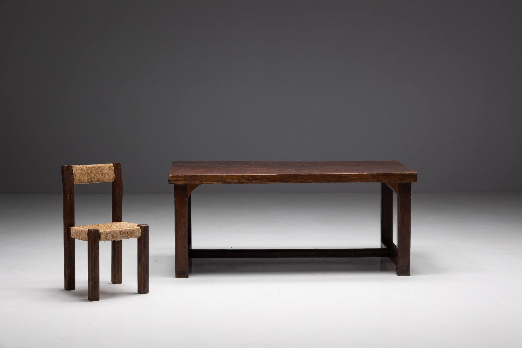Nineteenth century rustic dining table in folk style