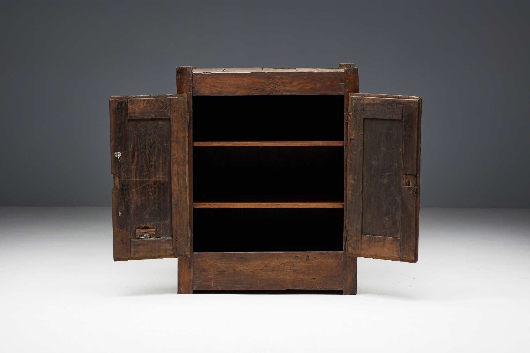 Nineteenth century rustic storage cupboard in wood