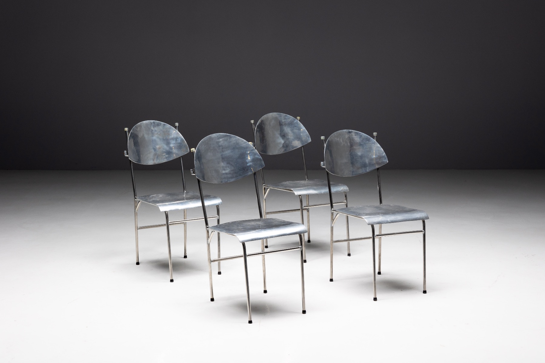 Postmodern metal chairs with aluminum frame
