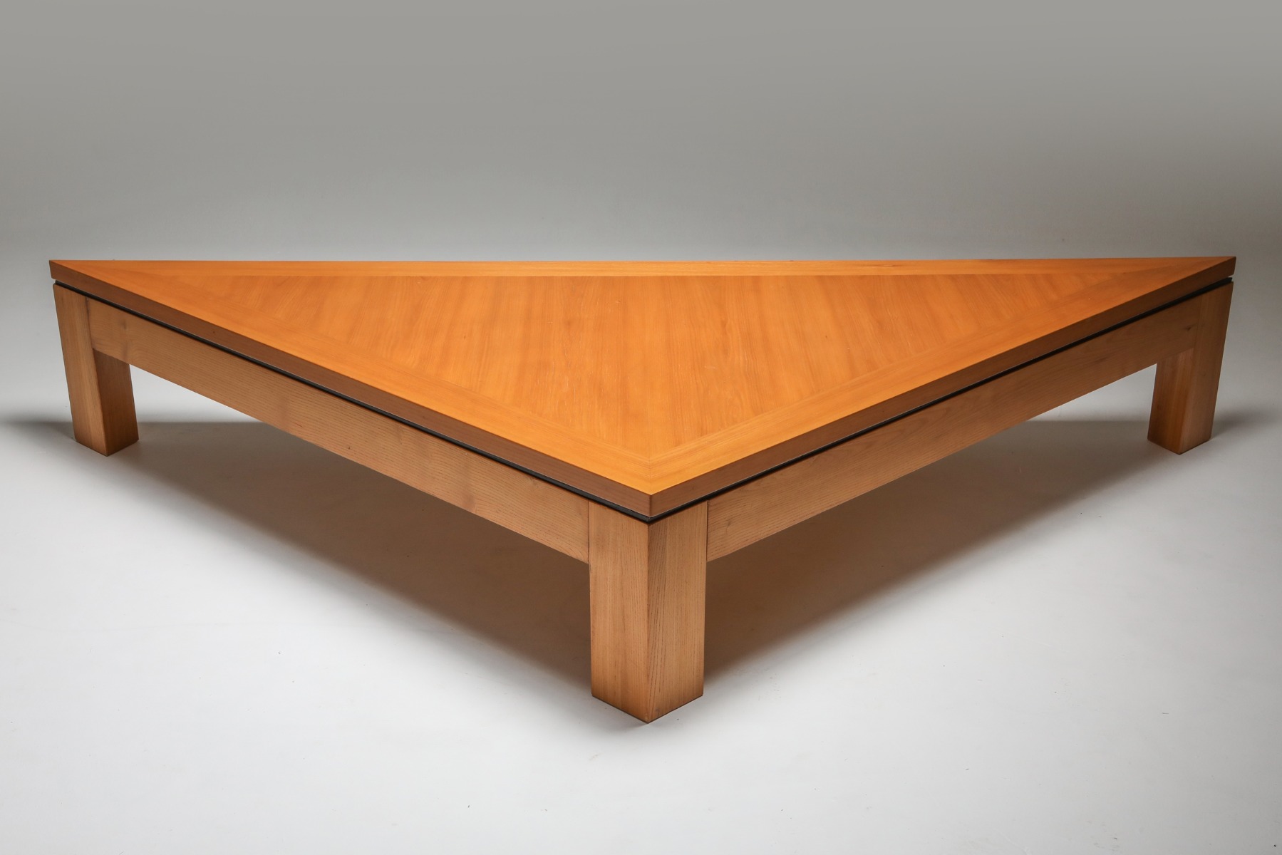 Postmodern triangular coffee table in French elm style