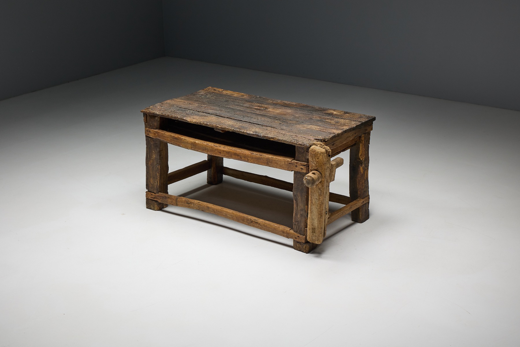 Primitive farmhouse workbench 19th century