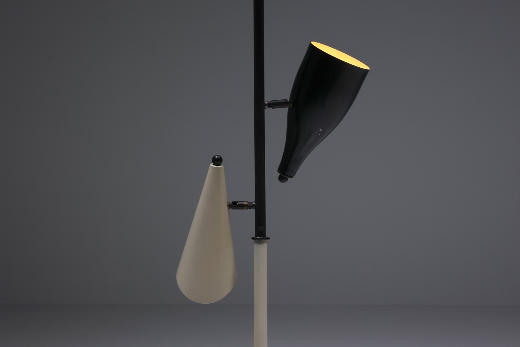 Retro floor lamp in yellow and black mid century style