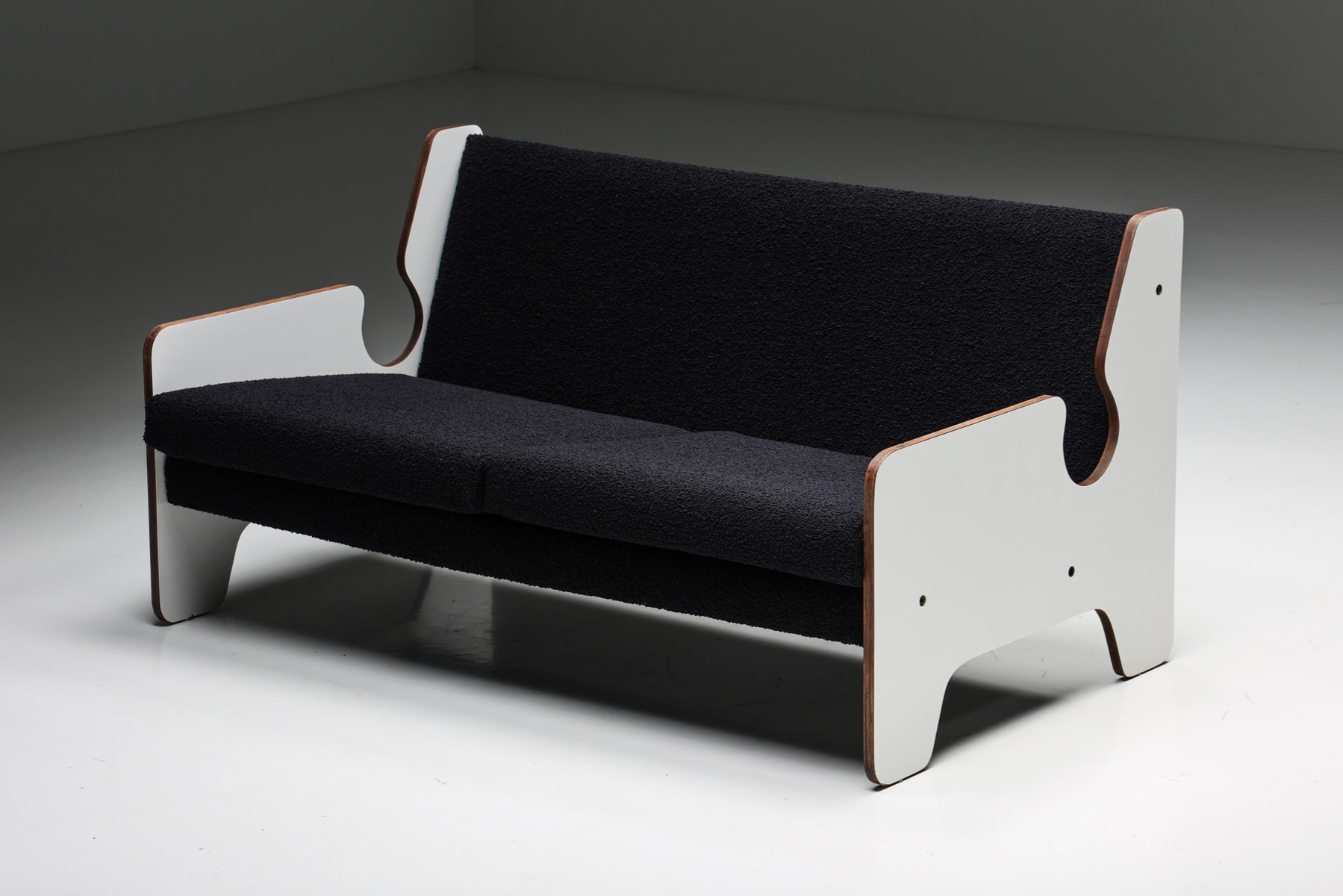 Retro Italian sofa in black and white postmodern design