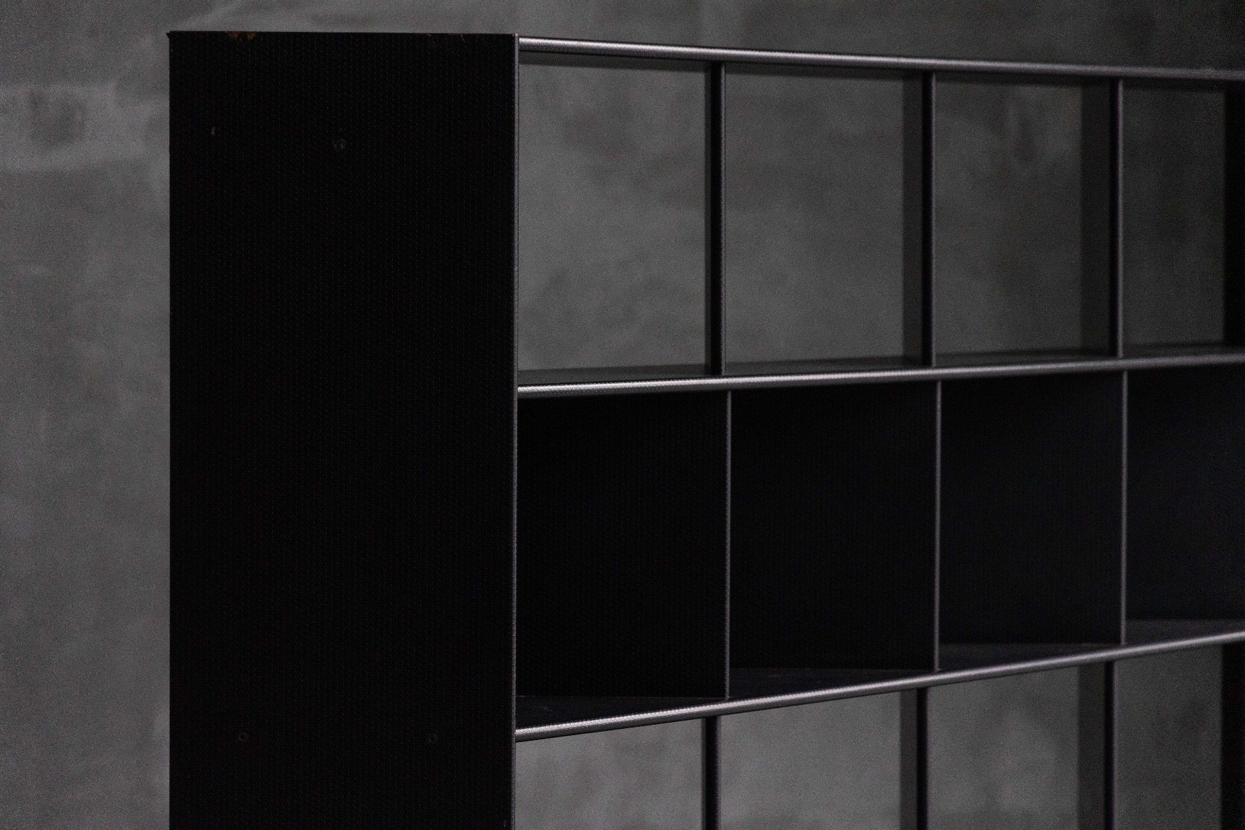 Sculptural 1980s bookcase with bold geometry