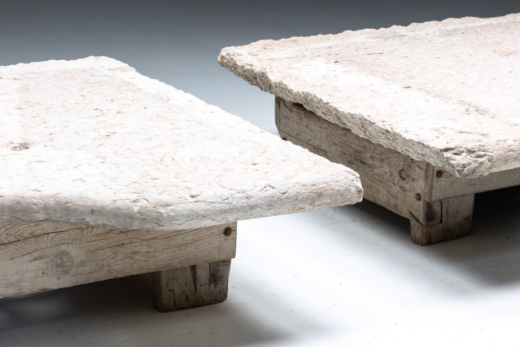 Rural primitive stone coffee tables
