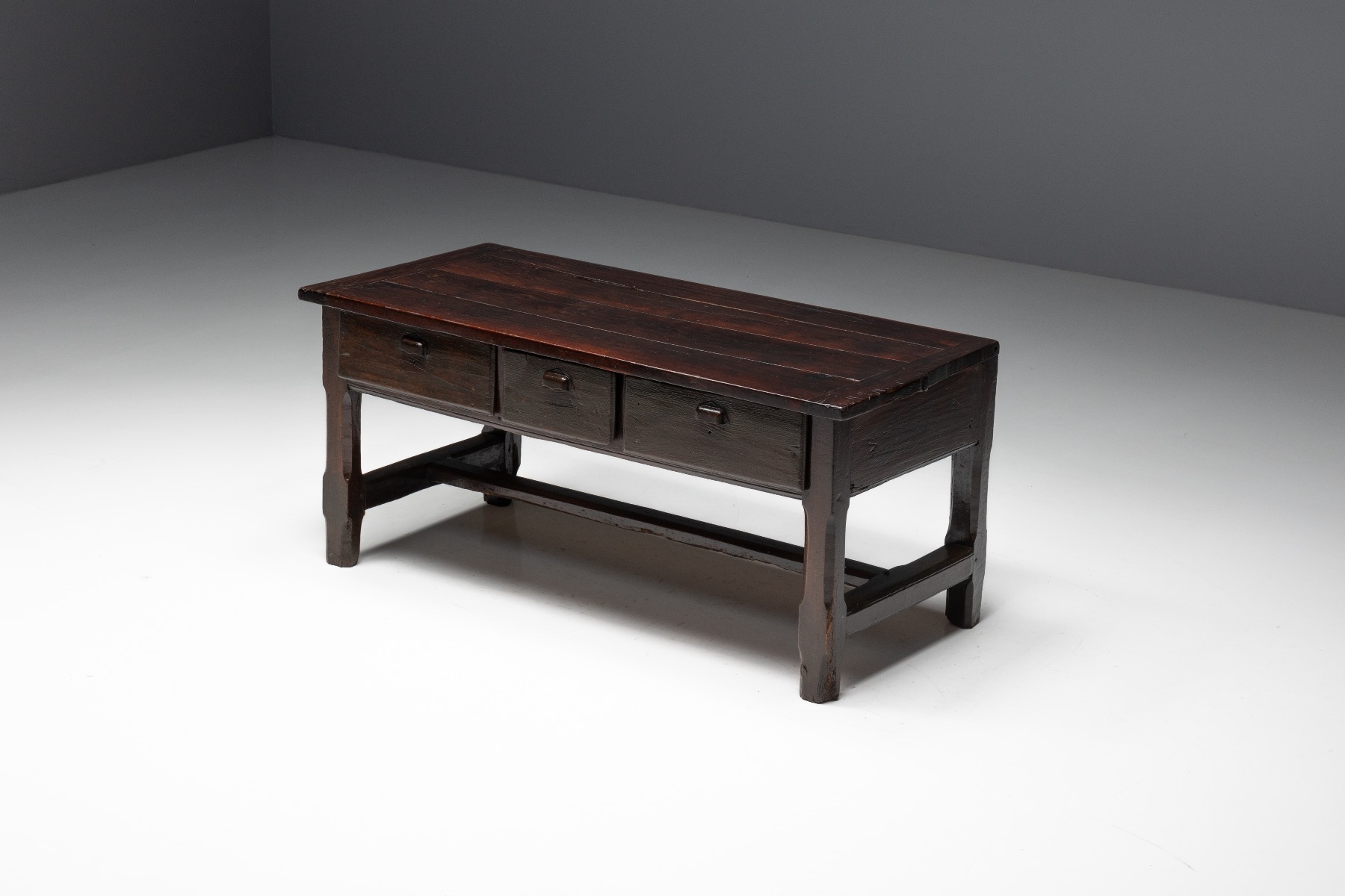Rustic brutalist hall console table 19th century