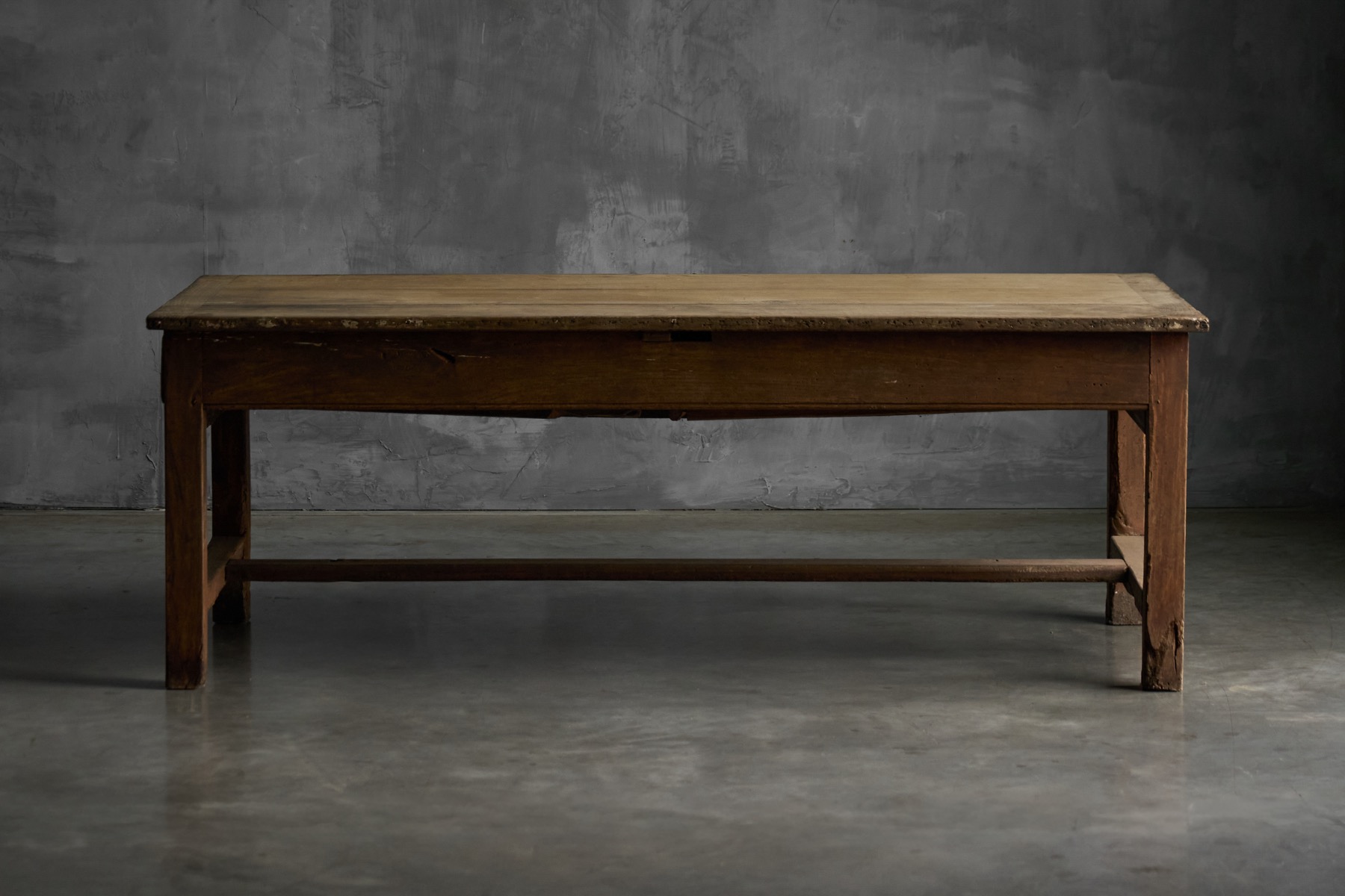 Rustic country table French farmhouse with double drawers