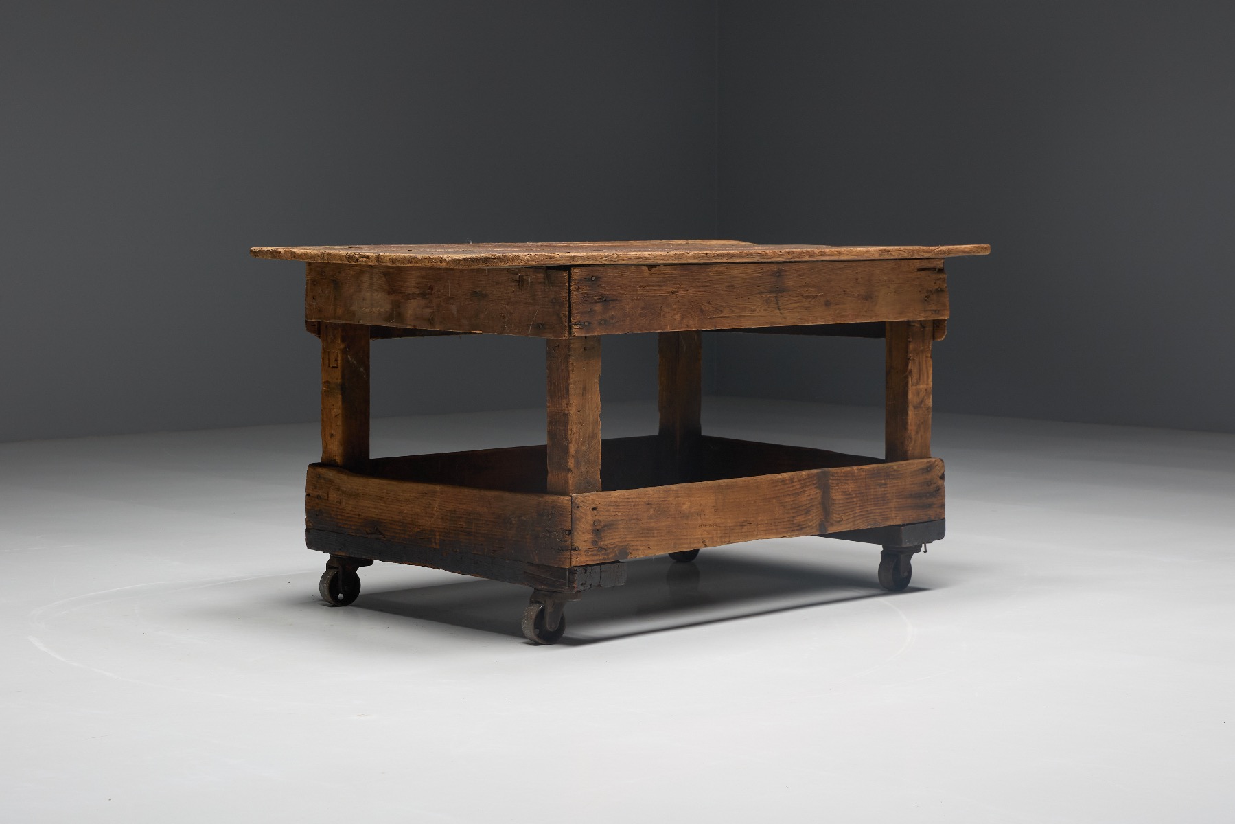 Rustic industrial farm table 19th century