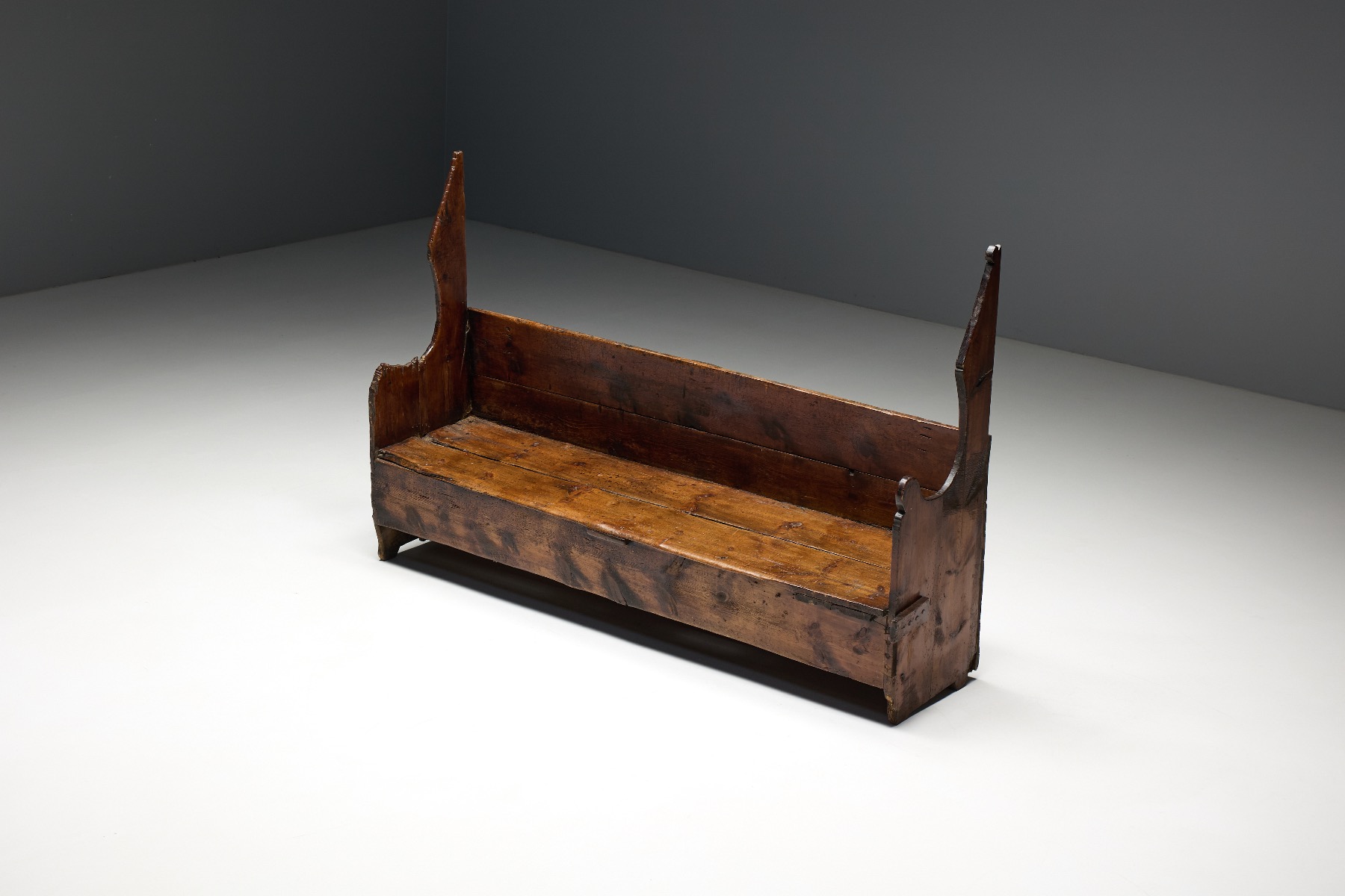 Solid wood farmhouse bench 18th century