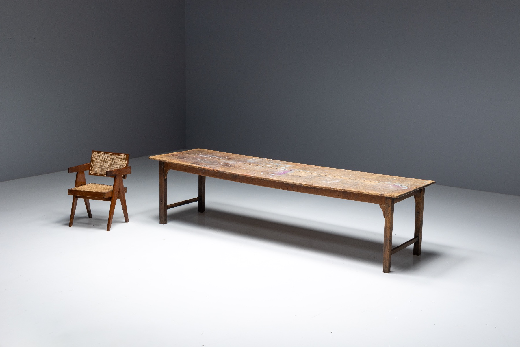 Rustic solid wood farm table 19th century