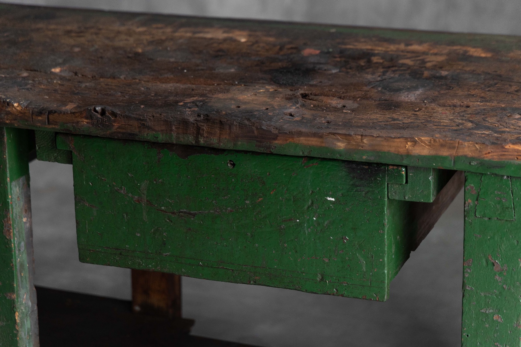 Rustic industrial workbench with authentic workshop character