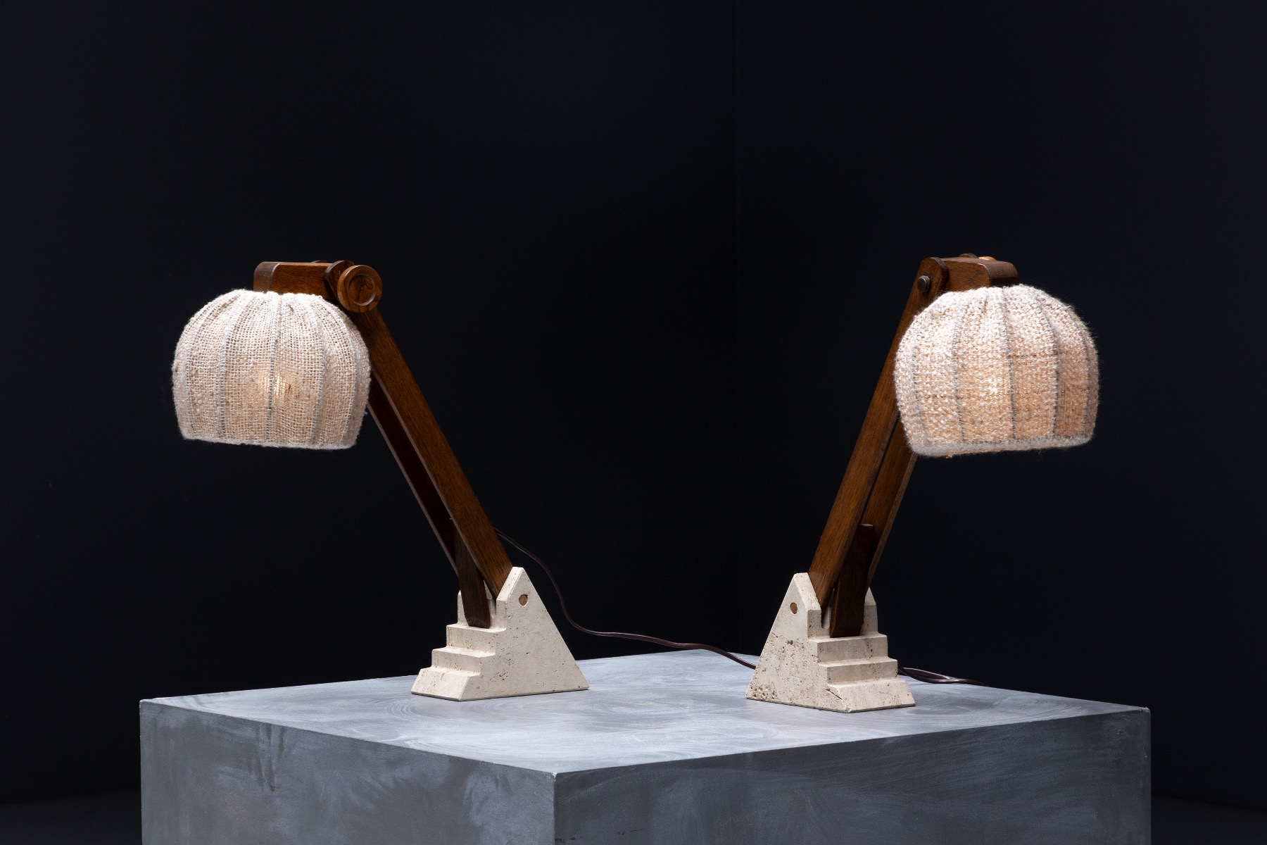 Textured brutalist table lamp with bold form