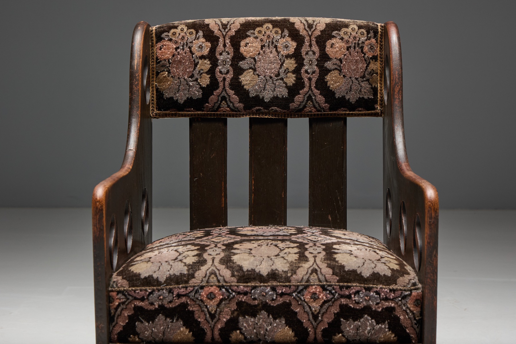 Solid oak Arts and Crafts armchair