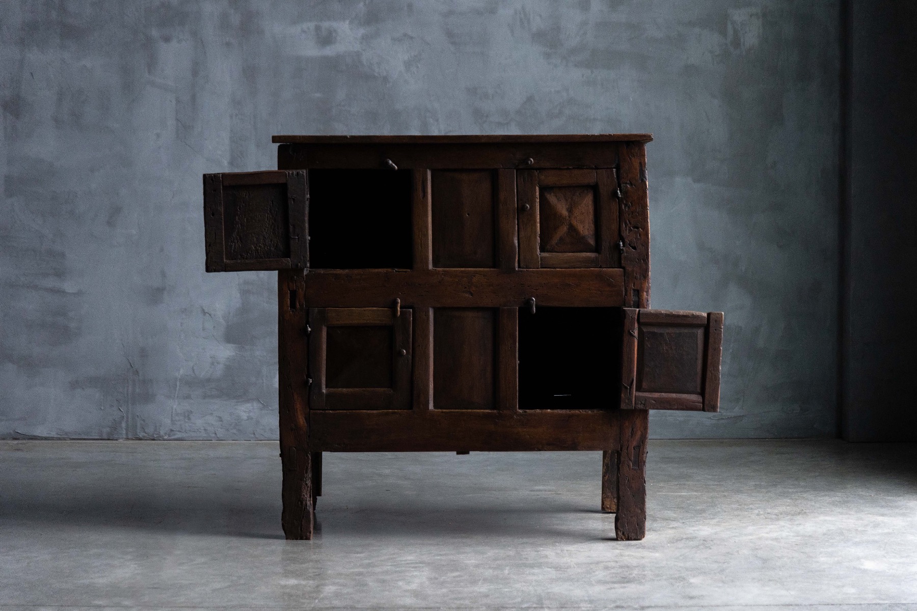 Primitive solid wood storage cabinet from the 1800s