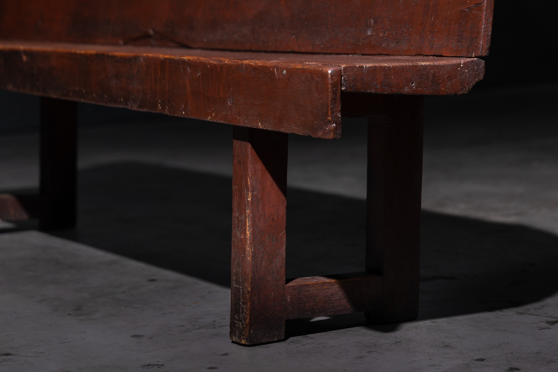 Rustic handcrafted wooden bench with simple form