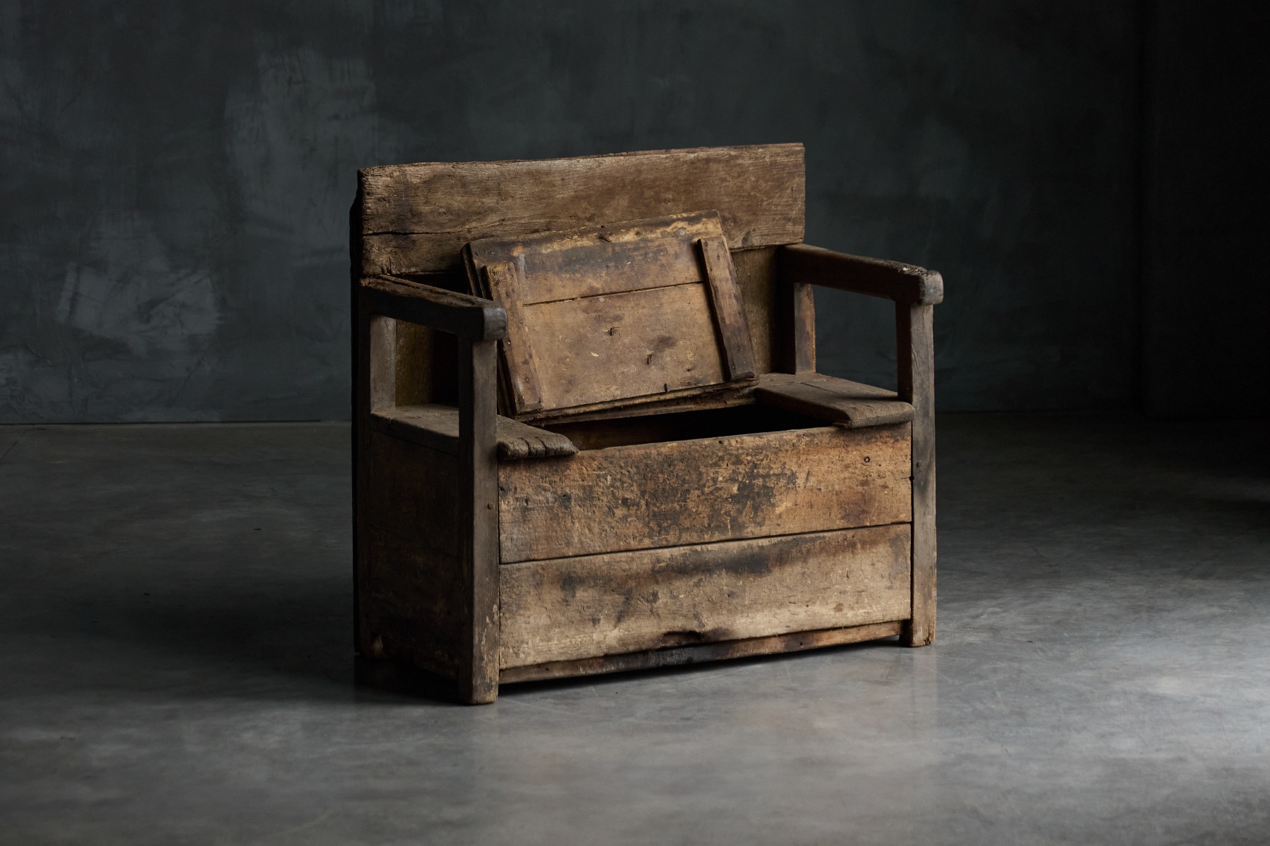 Vernacular rural bench in aged wood