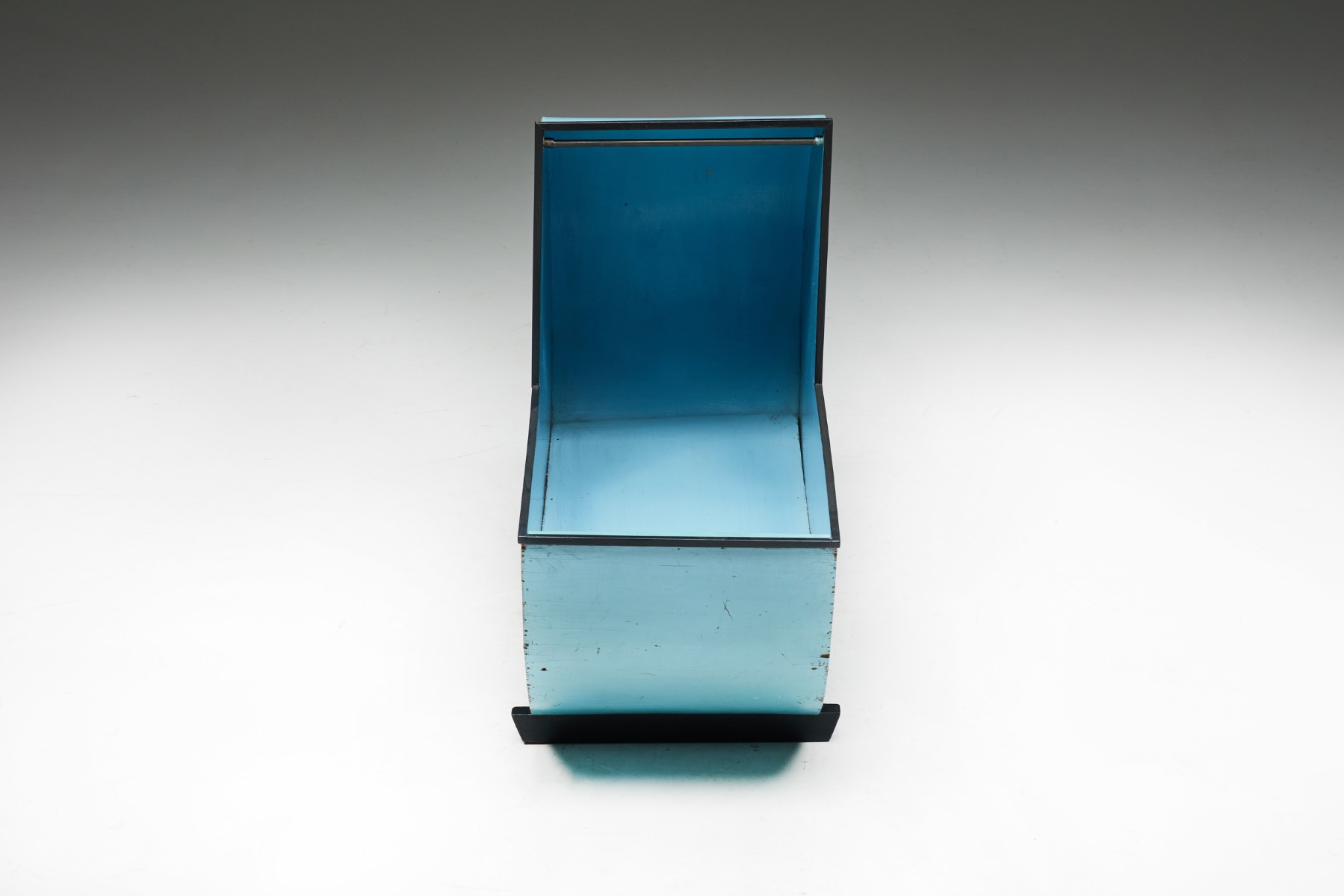 Twentieth century wooden baby cradle in blue