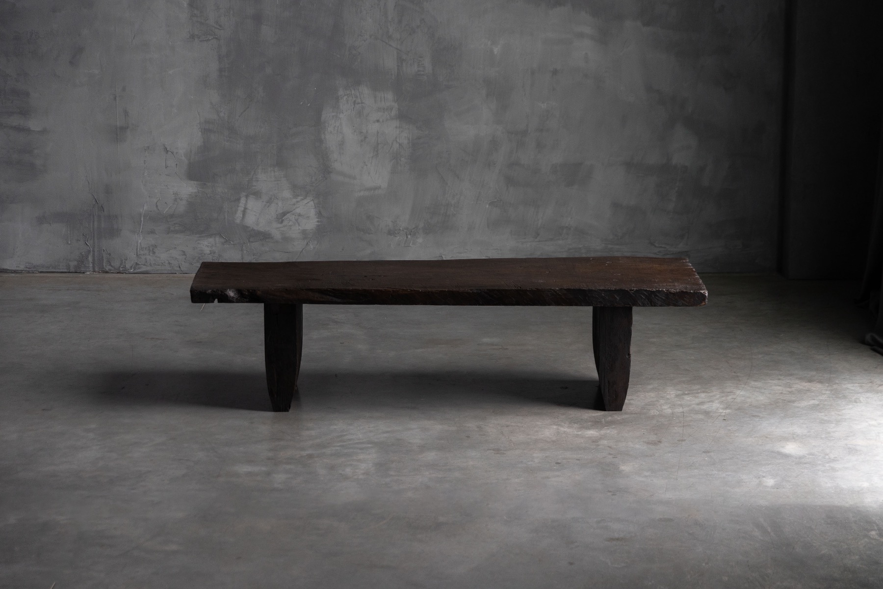 Vernacular rustic coffee table with early brutalist form