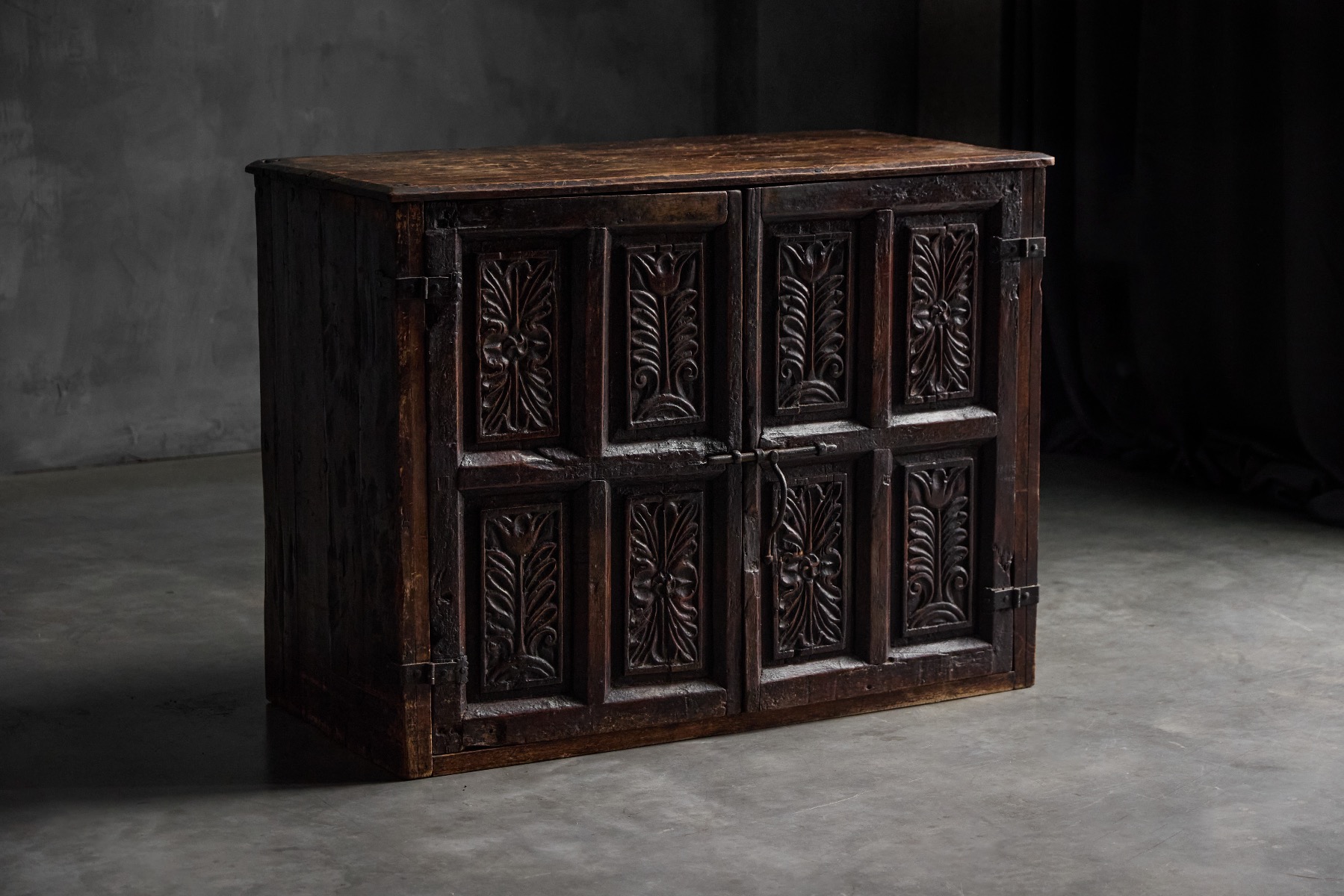 Vernacular carved cupboard dating to the 1700s