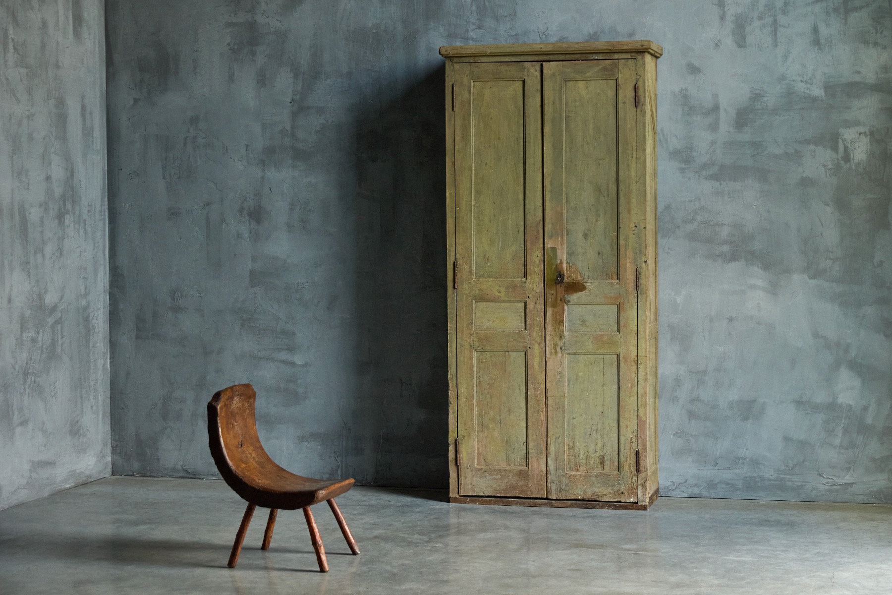 Vernacular green painted cabinet 19th century