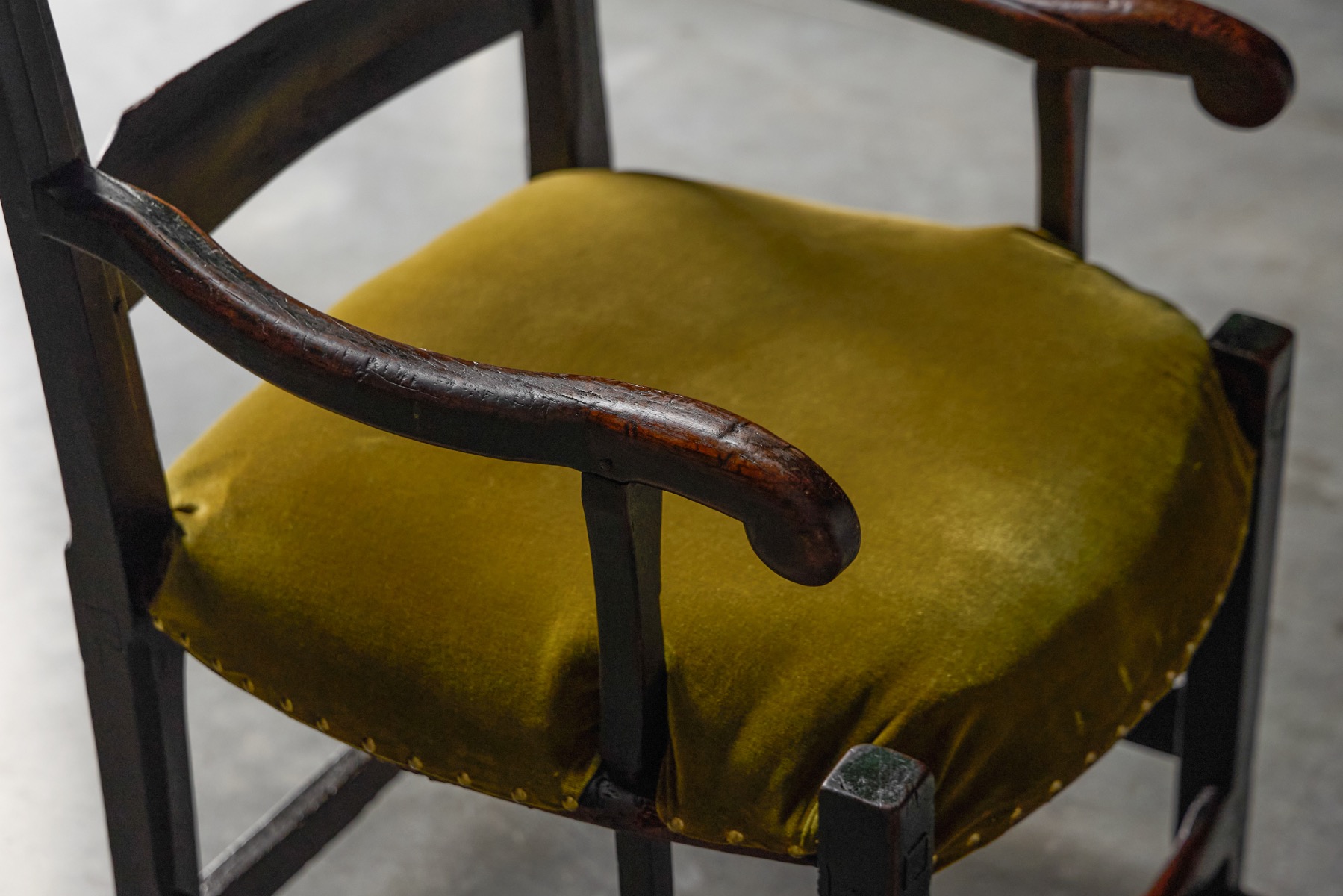 Vernacular rustic folk art armchair with simple rural form