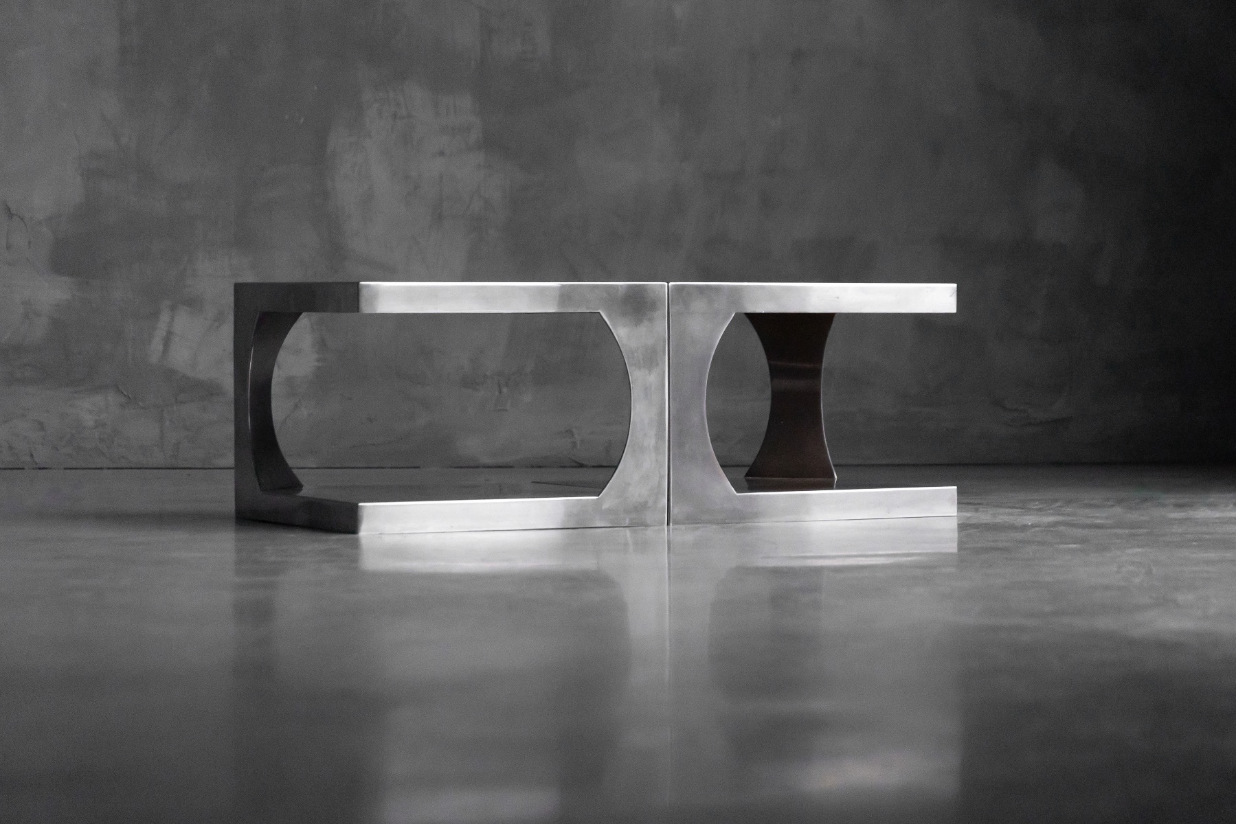 Vintage modernist aluminum side table from the 1970s