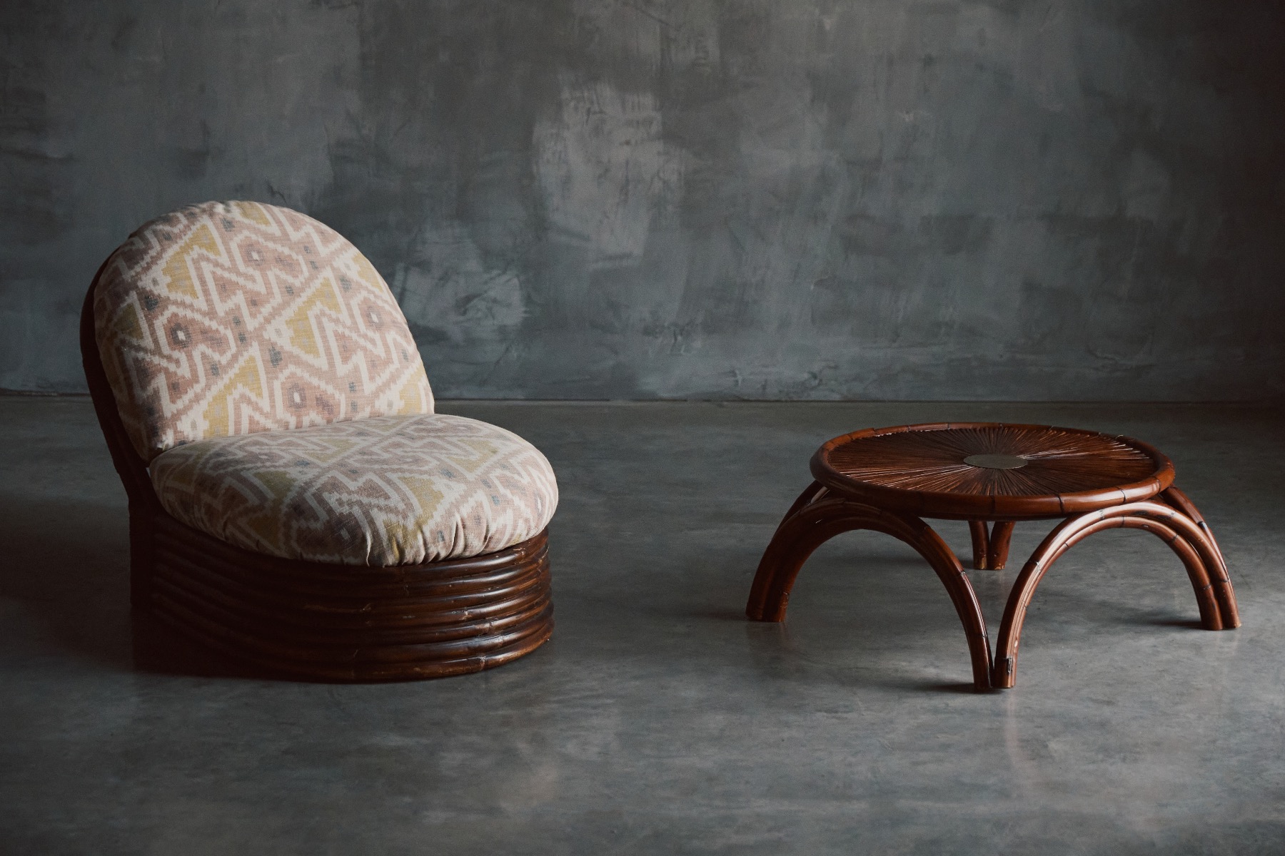 Vintage bamboo coffee table by Gabriella Crespi