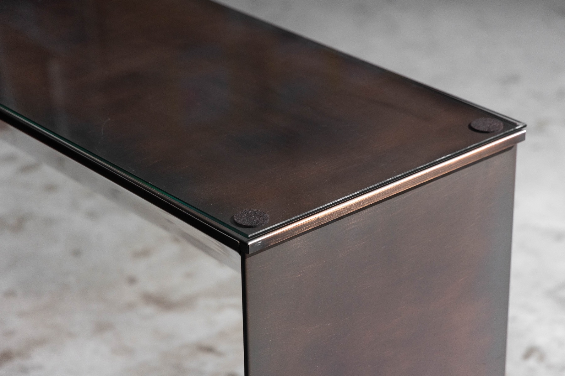 Vintage Belgian bronze console table with deep patina