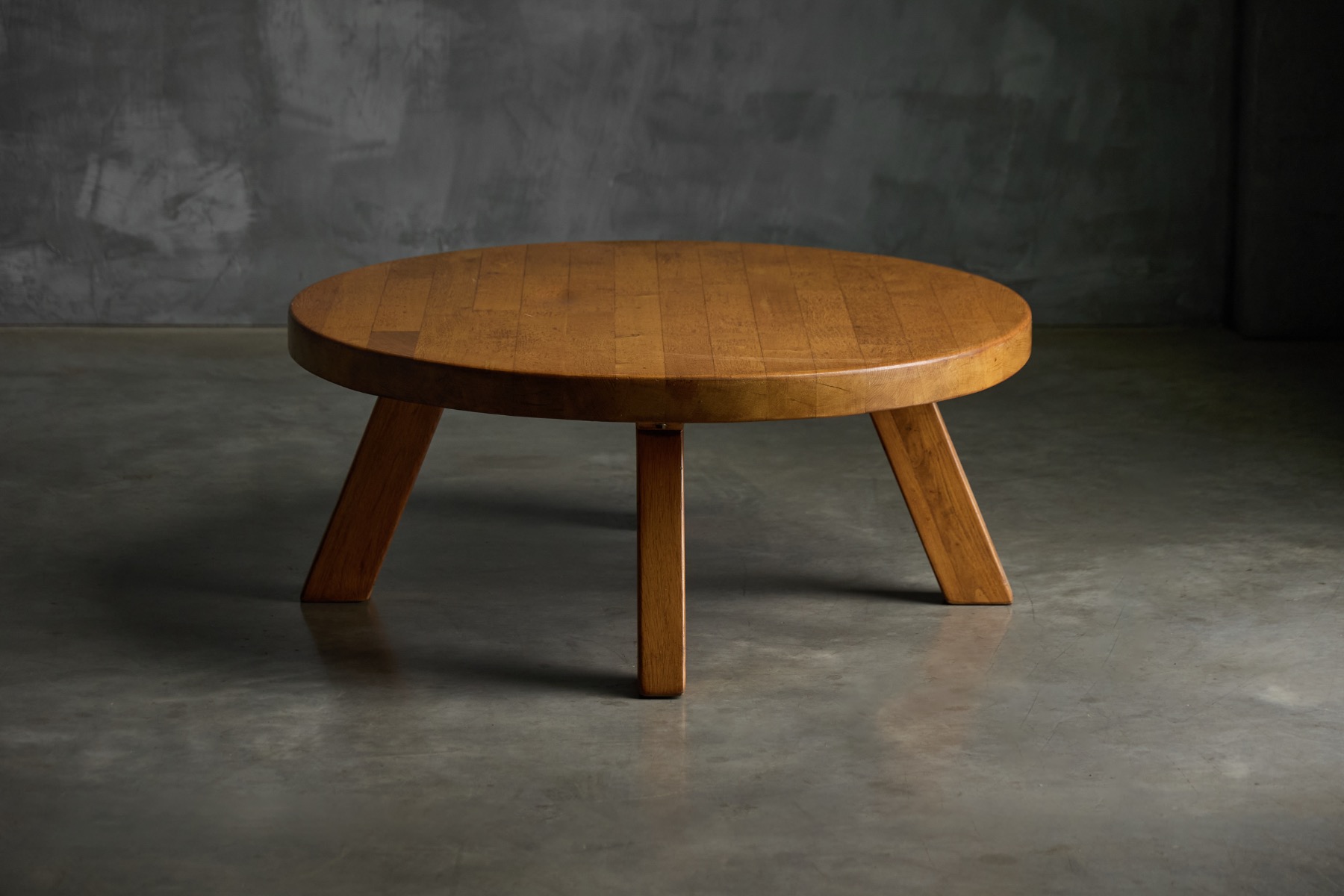Vintage brutalist round coffee table from the 1960s