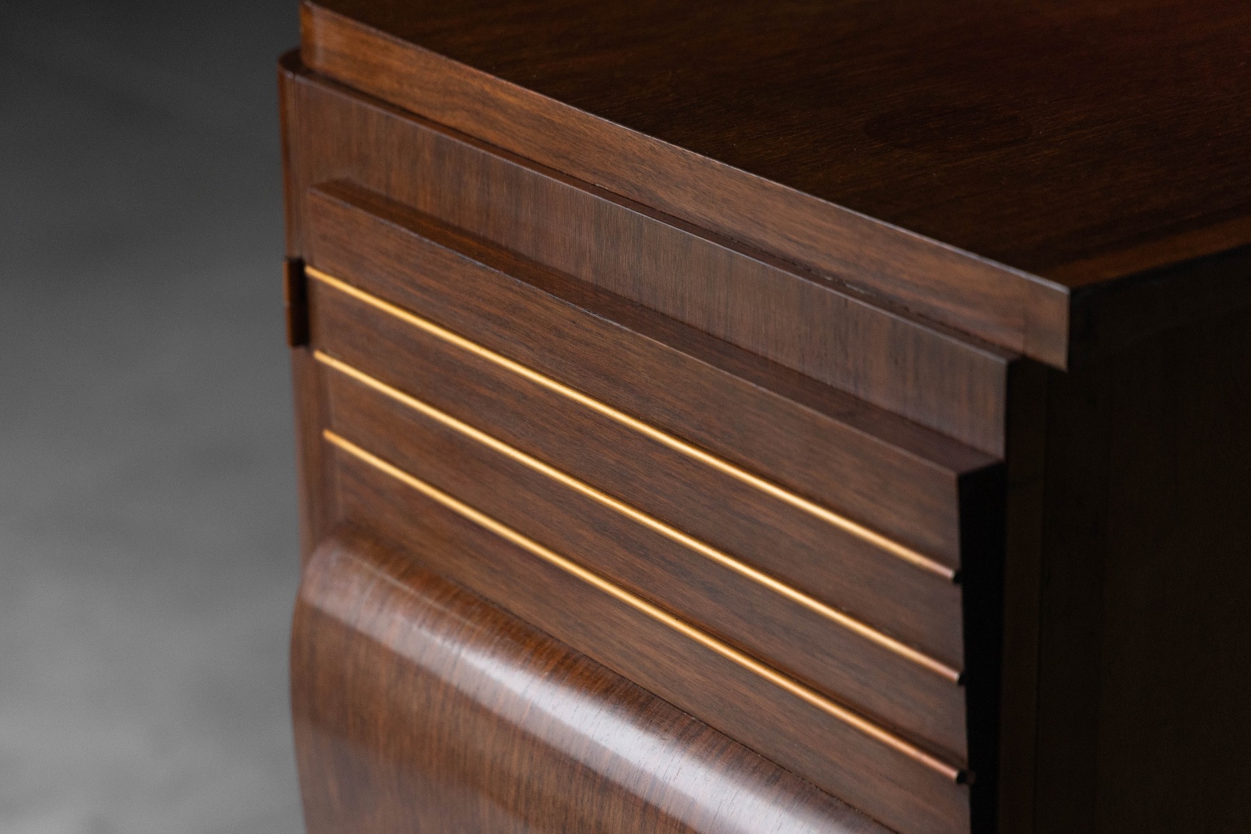 1930s Art Deco sideboard made of walnut and brass