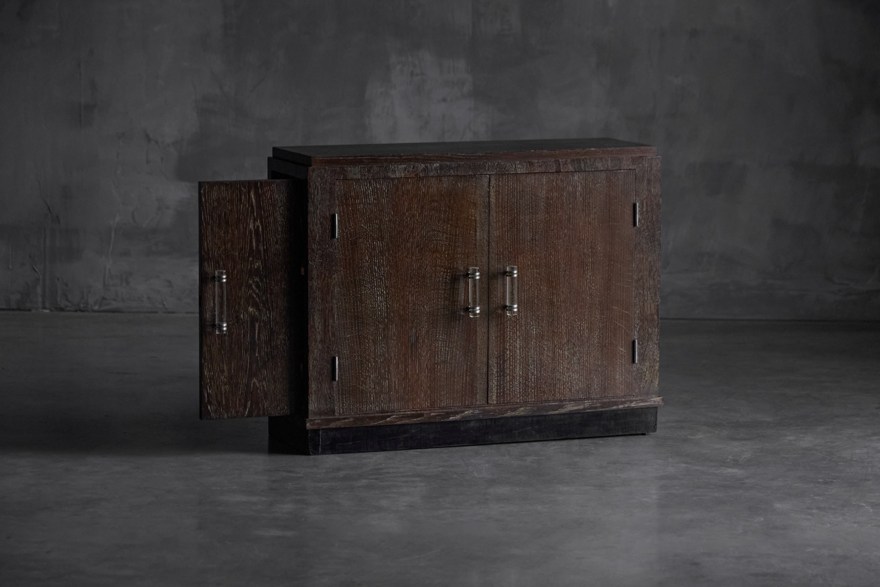Vintage oak Art Deco cabinet reflecting mid century style